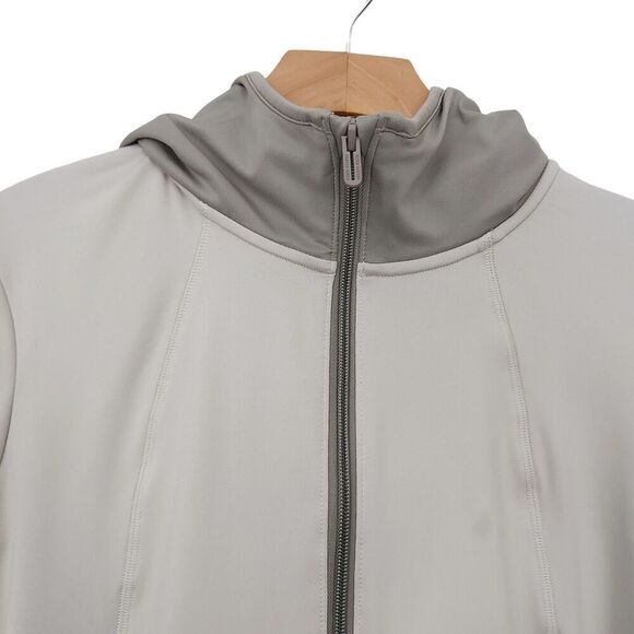 Under Armour Hoodie Jacket Womens XL Gray Fitted Full Zip Thumbhole Athleisure - Picture 2 of 13